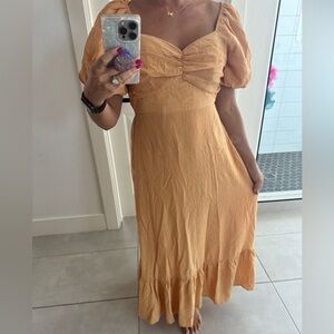 Mustard yellow maxi dress, worn once for a photoshoot, flattering tie in back